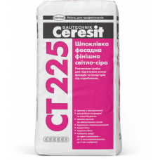 Финишная цементная фасадная шпаклевка Ceresit CT 225 Cветло-серая, 25 кг.-Цементная шпаклевка